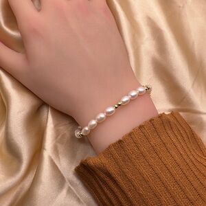 Dainty bracelet 18k gold plated bracelet with pearl